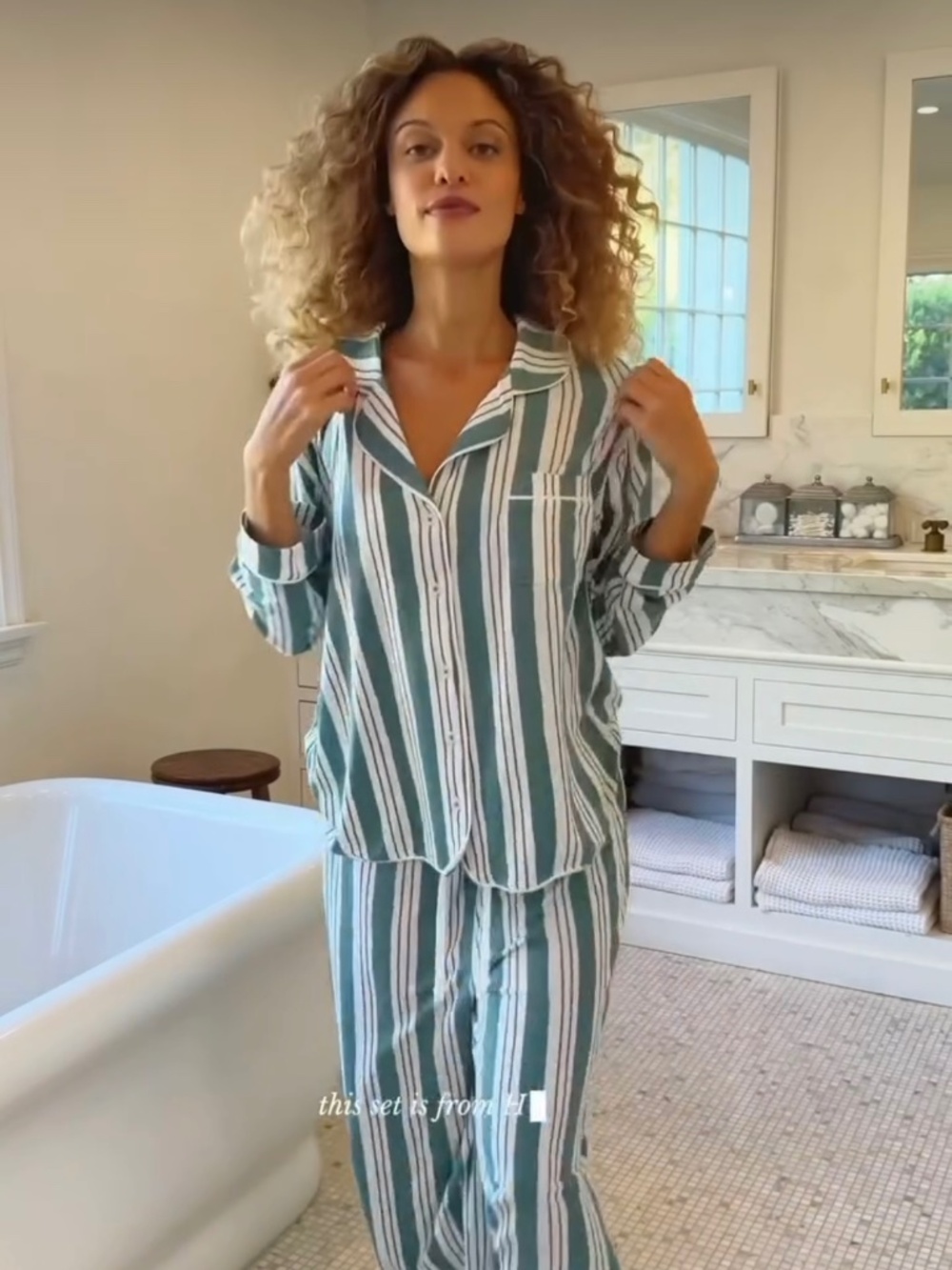 Honey Dew Striped Pajama Set in M/L